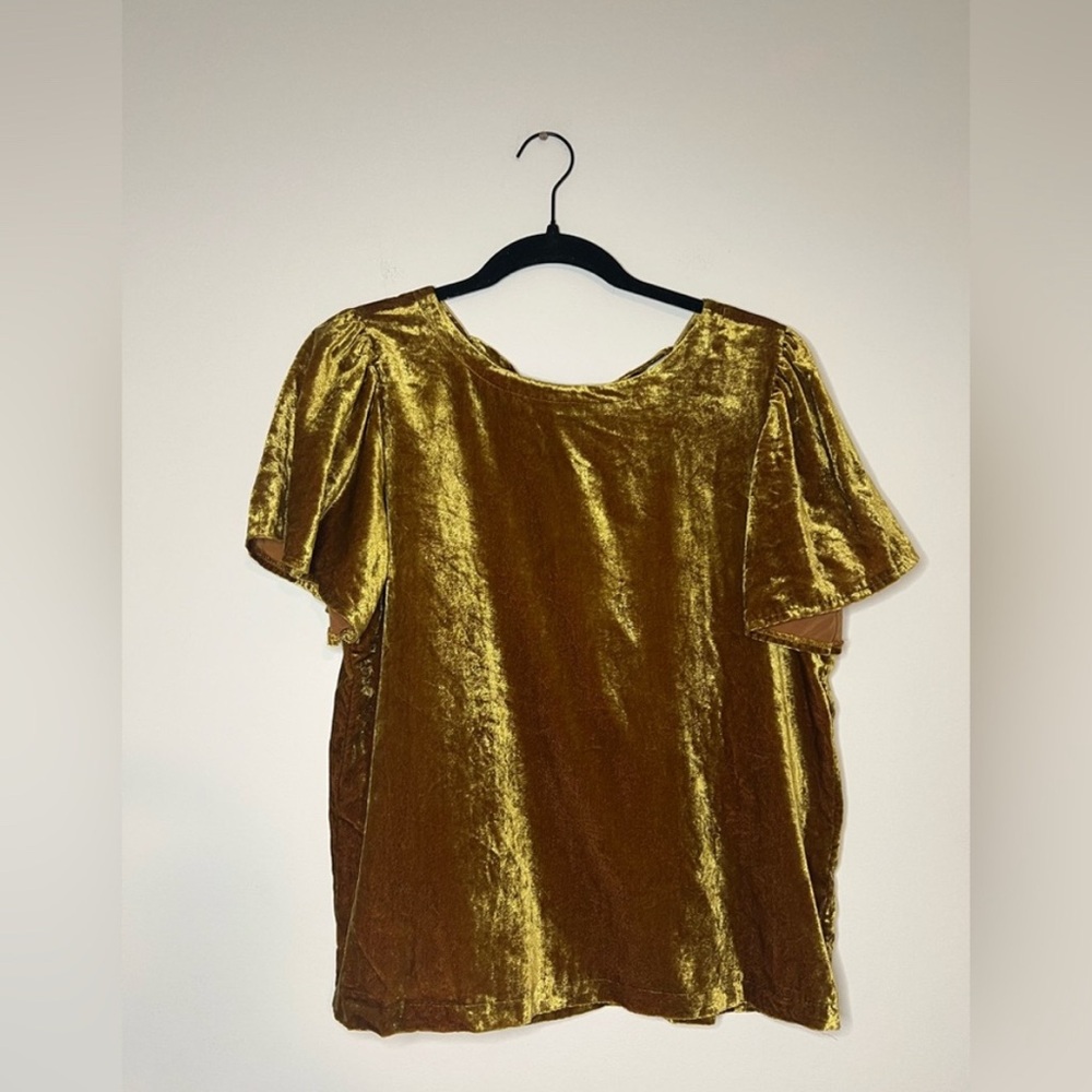 Loft Gold Velvet Blouse Women’s Small Holiday Party Top